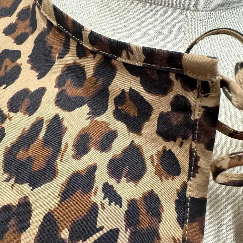 Abercrombie‎ & Fitch Short-Sleeve Tie-Front Top Leopard Print Size Large NWT